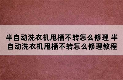 半自动洗衣机甩桶不转怎么修理 半自动洗衣机甩桶不转怎么修理教程